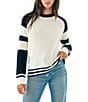 Color:Wrigley - Image 1 - Throwback Crew Neck Stripe Sleeve Cashmere Blend Sweater