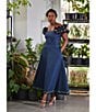 Color:Indigo Blue - Image 4 - Alanya On Or Off-the-Shoulder Embroidered Linen Midi Dress