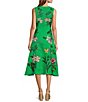 Color:Kelly Green - Image 2 - Gloriosa Floral Embroidered Linen Sleeveless Belted A-Line Midi Dress