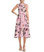 Color:Aster Pink - Image 1 - Gloriosa Floral Embroidered Linen Sleeveless Belted A-Line Midi Dress