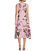 Color:Aster Pink - Image 2 - Gloriosa Floral Embroidered Linen Sleeveless Belted A-Line Midi Dress