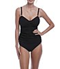 Color:Black - Image 3 - Ottawa Solid Sweetheart Neck Front Twist Underwire Extended Bra Size Tankini Swim Top