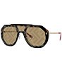 Color:Dark Havana - Image 1 - Women's FF Evolution 142mm Dark Havana Shield Sunglasses