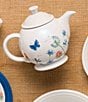 Color:White/Floral - Image 2 - Breezy Floral Collection Butterfly Teapot