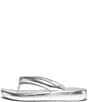 Color:Silver - Image 2 - iQushion D-Luxe Padded Leather Chunky Flip Flops
