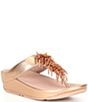 Color:Rose Gold - Image 1 - Fitflop Rumba Metallic Beaded Wedge Thong Sandals