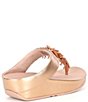 Color:Rose Gold - Image 2 - Fitflop Rumba Metallic Beaded Wedge Thong Sandals