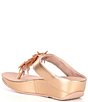 Color:Rose Gold - Image 3 - Fitflop Rumba Metallic Beaded Wedge Thong Sandals