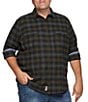 Color:Olive/Black/Charcoal - Image 1 - Big & Tall Shelton Plaid Flannel Long Sleeve Woven Shirt
