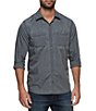 Color:Charcoal - Image 1 - Long Sleeve Dallas Vintage Washed Woven Shirt