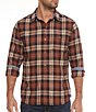 Color:Rust/Navy - Image 1 - Long Sleeve Milroy Plaid Flannel Shirt