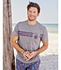 Color:Grey Heather - Image 4 - Short Sleeve Americana Logo Icon Striped Pocket T-Shirt