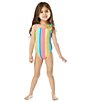 Color:Multi - Image 3 - Baby Girls 2T-6X Vertical Stripe One-Piece Swimsuit