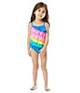 Color:Multi - Image 3 - Little Girls 2T-6X Color Block Ruffled One-Piece Swimsuit