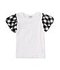 Color:White - Image 1 - Little Girls 2T-6X Gingham Bubble Sleeve Top