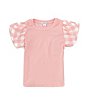 Color:Pink - Image 1 - Little Girls 2T-6X Gingham Bubble Sleeve Top