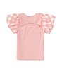 Color:Pink - Image 2 - Little Girls 2T-6X Gingham Bubble Sleeve Top