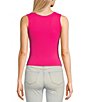 Color:Fuchsia Purple - Image 2 - Soft Stretch Recycled Nylon Scoop Neck Thick Strap Solid Tank