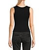 Color:Black - Image 2 - Soft Stretch Recycled Nylon Scoop Neck Thick Strap Solid Tank