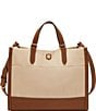 Color:Natural Brown - Image 1 - Gemma Small Canvas Two-Tone Tote Bag