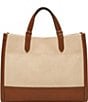 Color:Natural Brown - Image 2 - Gemma Small Canvas Two-Tone Tote Bag