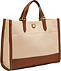 Color:Natural Brown - Image 4 - Gemma Small Canvas Two-Tone Tote Bag