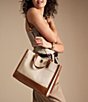 Color:Natural Brown - Image 5 - Gemma Small Canvas Two-Tone Tote Bag