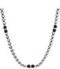 Color:Silver - Image 1 - Men's Black Marble and Silver-Tone Steel Beaded Necklace