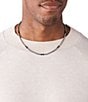 Color:Silver - Image 3 - Men's Black Marble and Silver-Tone Steel Beaded Necklace