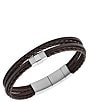 Color:Brown - Image 2 - Men's Leather Braided Multi-Strand Bracelet