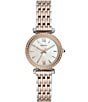 Color:Two Tone - Image 1 - Women's Carlie Mini Three-Hand Two-Tone Stainless Steel Bracelet Watch