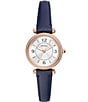 Color:Navy - Image 1 - Women's Carlie Three-Hand Navy LiteHide Leather Strap Watch