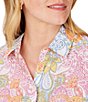 Color:French Rose - Image 3 - Ava Cotton Clip Dot Paisley Print Point Collar Long Sleeve Button Front Shirt