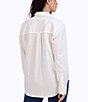Color:White - Image 2 - jacquard Point Collar Long Sleeve Button Front Shirt