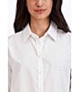 Color:White - Image 4 - jacquard Point Collar Long Sleeve Button Front Shirt