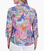 Color:Multi Paisley - Image 2 - Mary Point Collar 3/4 Sleeve Multicolor Paisley Print Shirt