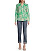 Color:Green Multi - Image 3 - Mary Y-Neck Point Collar Long Sleeve Button Front Shirt