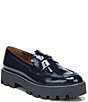Color:Midnight - Image 1 - Balin Crinkle Patent Platform Lug Sole Penny Loafers