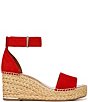 Color:Red - Image 2 - Clemens Suede Ankle Strap Platform Wedge Espadrilles