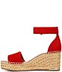 Color:Red - Image 5 - Clemens Suede Ankle Strap Platform Wedge Espadrilles