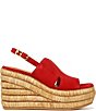 Color:Red - Image 2 - Tamryn Suede Platform Slingback Sandals