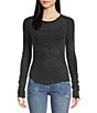 Color:Black - Image 1 - Be My Baby Knit Round Neck Long Sleeve Shirt