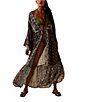Color:Navy Combo - Image 1 - Bombay Mixed Print Long Sleeve Open Tie Front Kimono