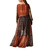 Color:Sand Combo - Image 2 - Bombay Mixed Print Long Sleeve Open Tie Front Kimono