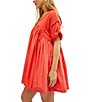 Color:Radiant Watermelon - Image 3 - Catalina Crew Neck Short Sleeve Pleated Mini Dress