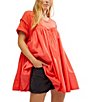 Color:Radiant Watermelon - Image 4 - Catalina Crew Neck Short Sleeve Pleated Mini Dress