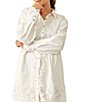 Color:White - Image 4 - Constance Button Front Long Sleeve Lace Detail Mini Dress