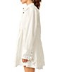 Color:White - Image 6 - Constance Button Front Long Sleeve Lace Detail Mini Dress