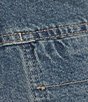 Color:Misty Blue - Image 4 - Emmy Denim High Waisted Asymmetric Raw Hem Tie Side Mini Skort