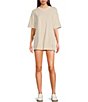 Color:Bleached Clay Combo - Image 1 - FP Movement Hot Shot Crew Neck Short Sleeve Oversized Patch Pocket V Back Tee Romper